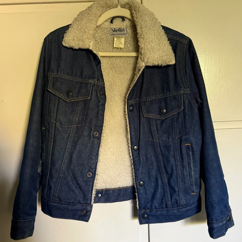 Vintage VanCort Sherpa‎ Lined Trucker Denim Jean Jacket Kids Size 18 XL